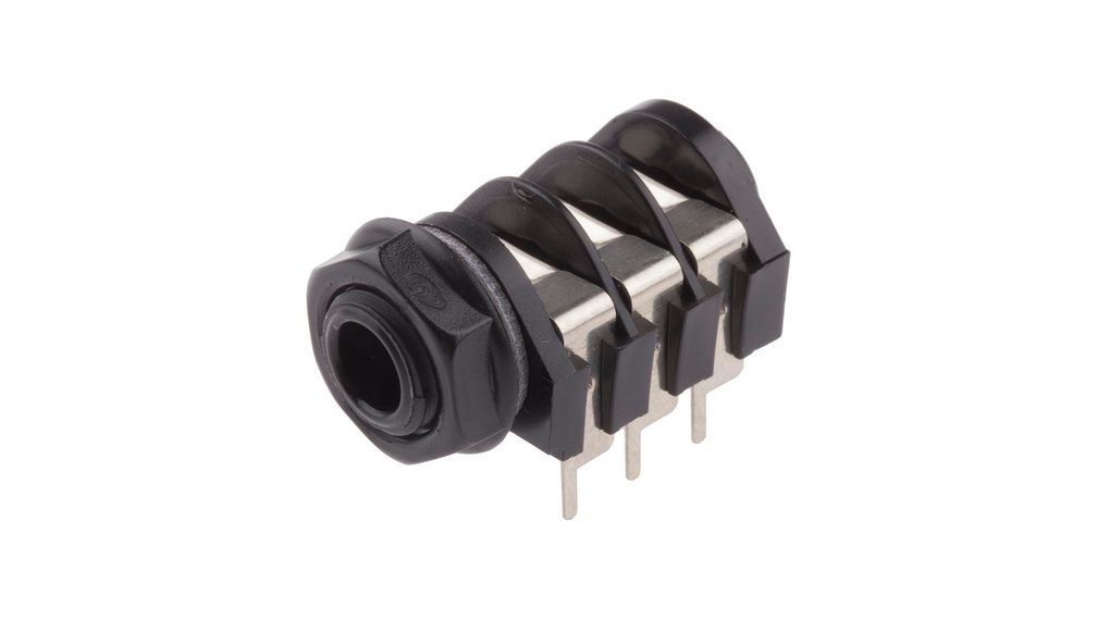 Audio Connector, Socket, Mono, Right Angle, 6.35 mm, Pack of 5 pieces